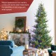 Glitzhome 9ft Pre-Lit Green Upward Slim Fir Artificial Christmas Tree with 700 Warm White and Multi-color LED Lights, 9 funciton w/ Foot Pedal and Remote Control, Simple Setup
