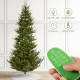 Glitzhome 9ft Pre-Lit Green Upward Slim Fir Artificial Christmas Tree with 700 Warm White and Multi-color LED Lights, 9 funciton w/ Foot Pedal and Remote Control, Simple Setup