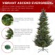 Glitzhome 9ft Pre-Lit Green Upward Slim Fir Artificial Christmas Tree with 700 Warm White and Multi-color LED Lights, 9 funciton w/ Foot Pedal and Remote Control, Simple Setup