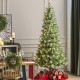 Glitzhome 7.5ft Pre-Lit Green Cashmere Slim Pine Artificial Christmas Tree with 350 Warm White and Multi-color Globe LED Lights, 9 funciton w/ Foot Pedal and Remote Control