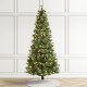 Glitzhome 7.5ft Pre-Lit Green Cashmere Slim Pine Artificial Christmas Tree with 350 Warm White and Multi-color Globe LED Lights, 9 funciton w/ Foot Pedal and Remote Control