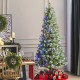 Glitzhome 7.5ft Pre-Lit Green Cashmere Slim Pine Artificial Christmas Tree with 350 Warm White and Multi-color Globe LED Lights, 9 funciton w/ Foot Pedal and Remote Control