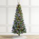 Glitzhome 7.5ft Pre-Lit Green Cashmere Slim Pine Artificial Christmas Tree with 350 Warm White and Multi-color Globe LED Lights, 9 funciton w/ Foot Pedal and Remote Control