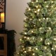 Glitzhome 7.5ft Pre-Lit Green Cashmere Slim Pine Artificial Christmas Tree with 350 Warm White and Multi-color Globe LED Lights, 9 funciton w/ Foot Pedal and Remote Control