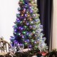 Glitzhome 7.5ft Pre-Lit Green Cashmere Slim Pine Artificial Christmas Tree with 350 Warm White and Multi-color Globe LED Lights, 9 funciton w/ Foot Pedal and Remote Control