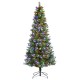 Glitzhome 7.5ft Pre-Lit Green Cashmere Slim Pine Artificial Christmas Tree with 350 Warm White and Multi-color Globe LED Lights, 9 funciton w/ Foot Pedal and Remote Control