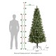 Glitzhome 7.5ft Pre-Lit Green Cashmere Slim Pine Artificial Christmas Tree with 350 Warm White and Multi-color Globe LED Lights, 9 funciton w/ Foot Pedal and Remote Control