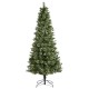 Glitzhome 7.5ft Pre-Lit Green Cashmere Slim Pine Artificial Christmas Tree with 350 Warm White and Multi-color Globe LED Lights, 9 funciton w/ Foot Pedal and Remote Control