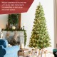 Glitzhome 7.5ft Pre-Lit Green Cashmere Slim Pine Artificial Christmas Tree with 350 Warm White and Multi-color Globe LED Lights, 9 funciton w/ Foot Pedal and Remote Control