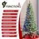 Glitzhome 7.5ft Pre-Lit Green Cashmere Slim Pine Artificial Christmas Tree with 350 Warm White and Multi-color Globe LED Lights, 9 funciton w/ Foot Pedal and Remote Control