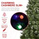 Glitzhome 7.5ft Pre-Lit Green Cashmere Slim Pine Artificial Christmas Tree with 350 Warm White and Multi-color Globe LED Lights, 9 funciton w/ Foot Pedal and Remote Control