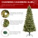 Glitzhome 7.5ft Pre-Lit Green Cashmere Slim Pine Artificial Christmas Tree with 350 Warm White and Multi-color Globe LED Lights, 9 funciton w/ Foot Pedal and Remote Control