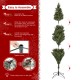 Glitzhome 7.5ft Pre-Lit Green Cashmere Slim Pine Artificial Christmas Tree with 350 Warm White and Multi-color Globe LED Lights, 9 funciton w/ Foot Pedal and Remote Control