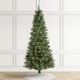 Glitzhome 7.5ft Pre-Lit Green Cashmere Slim Pine Artificial Christmas Tree with 350 Warm White and Multi-color Globe LED Lights, 9 funciton w/ Foot Pedal and Remote Control