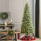 Glitzhome 9ft Pre-Lit Green Cashmere Slim Pine Artificial Christmas Tree with 450 Warm White and Multi-color Globe LED Lights, 9 funciton w/ Foot Pedal and Remote Control, Simple Setup