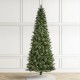Glitzhome 9ft Pre-Lit Green Cashmere Slim Pine Artificial Christmas Tree with 450 Warm White and Multi-color Globe LED Lights, 9 funciton w/ Foot Pedal and Remote Control, Simple Setup