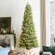 Glitzhome 9ft Pre-Lit Green Cashmere Slim Pine Artificial Christmas Tree with 450 Warm White and Multi-color Globe LED Lights, 9 funciton w/ Foot Pedal and Remote Control, Simple Setup