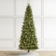 Glitzhome 9ft Pre-Lit Green Cashmere Slim Pine Artificial Christmas Tree with 450 Warm White and Multi-color Globe LED Lights, 9 funciton w/ Foot Pedal and Remote Control, Simple Setup