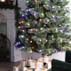 Glitzhome 9ft Pre-Lit Green Cashmere Slim Pine Artificial Christmas Tree with 450 Warm White and Multi-color Globe LED Lights, 9 funciton w/ Foot Pedal and Remote Control, Simple Setup