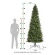 Glitzhome 9ft Pre-Lit Green Cashmere Slim Pine Artificial Christmas Tree with 450 Warm White and Multi-color Globe LED Lights, 9 funciton w/ Foot Pedal and Remote Control, Simple Setup