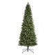 Glitzhome 9ft Pre-Lit Green Cashmere Slim Pine Artificial Christmas Tree with 450 Warm White and Multi-color Globe LED Lights, 9 funciton w/ Foot Pedal and Remote Control, Simple Setup