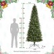 Glitzhome 9ft Pre-Lit Green Cashmere Slim Pine Artificial Christmas Tree with 450 Warm White and Multi-color Globe LED Lights, 9 funciton w/ Foot Pedal and Remote Control, Simple Setup
