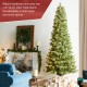 Glitzhome 9ft Pre-Lit Green Cashmere Slim Pine Artificial Christmas Tree with 450 Warm White and Multi-color Globe LED Lights, 9 funciton w/ Foot Pedal and Remote Control, Simple Setup