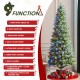 Glitzhome 9ft Pre-Lit Green Cashmere Slim Pine Artificial Christmas Tree with 450 Warm White and Multi-color Globe LED Lights, 9 funciton w/ Foot Pedal and Remote Control, Simple Setup
