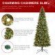 Glitzhome 9ft Pre-Lit Green Cashmere Slim Pine Artificial Christmas Tree with 450 Warm White and Multi-color Globe LED Lights, 9 funciton w/ Foot Pedal and Remote Control, Simple Setup