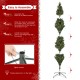 Glitzhome 9ft Pre-Lit Green Cashmere Slim Pine Artificial Christmas Tree with 450 Warm White and Multi-color Globe LED Lights, 9 funciton w/ Foot Pedal and Remote Control, Simple Setup