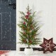 Glitzhome 37.5"H Christmas Greenery PE Dripping Pine Porch Tree with Pinecones and Red Berries