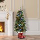 Glitzhome 4.5ft Christmas Santa Boots Porch Tree with 75 Warm White/Multi-color LED Lights, including 18 globe LED Lights,9 function w/Foot Pedal
