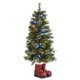 Glitzhome 4.5ft Christmas Santa Boots Porch Tree with 75 Warm White/Multi-color LED Lights, including 18 globe LED Lights,9 function w/Foot Pedal