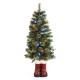 Glitzhome 4.5ft Christmas Santa Boots Porch Tree with 75 Warm White/Multi-color LED Lights, including 18 globe LED Lights,9 function w/Foot Pedal