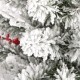 Glitzhome 4ft Pre-Lit Flocked Artificial Christmas Porch Tree with and Red Berries and 60 Warm White/Multi-color Lights,2 function w/Foot Pedal