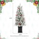 Glitzhome 4ft Pre-Lit Flocked Artificial Christmas Porch Tree with and Red Berries and 60 Warm White/Multi-color Lights,2 function w/Foot Pedal