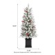 Glitzhome 4ft Pre-Lit Flocked Artificial Christmas Porch Tree with and Red Berries and 60 Warm White/Multi-color Lights,2 function w/Foot Pedal