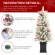 Glitzhome 4ft Pre-Lit Flocked Artificial Christmas Porch Tree with and Red Berries and 60 Warm White/Multi-color Lights,2 function w/Foot Pedal