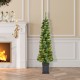 Glitzhome 5ft Pre-Lit Green Cashmere Pine Christmas Porch Tree With pinecones,90 Warm White/Multi-color Lights,9 Function w/Remote control