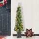 Glitzhome 5ft Pre-Lit Green Cashmere Pine Christmas Porch Tree With pinecones,90 Warm White/Multi-color Lights,9 Function w/Remote control