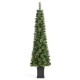 Glitzhome 6ft Pre-Lit Green Cashmere Pine Christmas Porch Tree With pinecones,130 Warm White/Multi-color Lights,9 Function w/Remote control