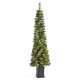 Glitzhome 6ft Pre-Lit Green Cashmere Pine Christmas Porch Tree With pinecones,130 Warm White/Multi-color Lights,9 Function w/Remote control