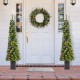 Glitzhome 6ft Pre-Lit Green Cashmere Pine Christmas Porch Tree With pinecones,130 Warm White/Multi-color Lights,9 Function w/Remote control