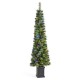 Glitzhome 6ft Pre-Lit Green Cashmere Pine Christmas Porch Tree With pinecones,130 Warm White/Multi-color Lights,9 Function w/Remote control