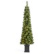 Glitzhome 6ft Pre-Lit Green Cashmere Pine Christmas Porch Tree With pinecones,130 Warm White/Multi-color Lights,9 Function w/Remote control