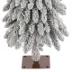 Glitzhome 4.5ft Pre-Lit Flocked Artificial Christmas Tree with 100 Warm White/Multi-color C3 Clear LED Lights,9 function w/Foot Pedal