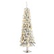 Glitzhome 4.5ft Pre-Lit Flocked Artificial Christmas Tree with 100 Warm White/Multi-color C3 Clear LED Lights,9 function w/Foot Pedal