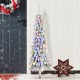 Glitzhome 4.5ft Pre-Lit Flocked Artificial Christmas Tree with 100 Warm White/Multi-color C3 Clear LED Lights,9 function w/Foot Pedal