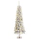 Glitzhome 4.5ft Pre-Lit Flocked Artificial Christmas Tree with 100 Warm White/Multi-color C3 Clear LED Lights,9 function w/Foot Pedal