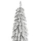Glitzhome 6ft Pre-Lit Flocked Artificial Christmas Tree with 150 Warm White C3 Clear LED Lights,9 function w/Foot Pedal